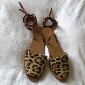 Valentino new strappy flat peep-toe leopard sandal